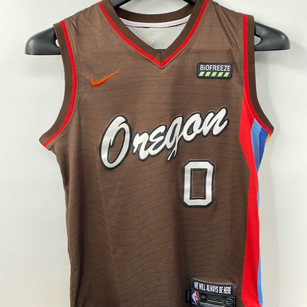 Nike Oregon Basketball Jersey Brown with Red & Blue Accents